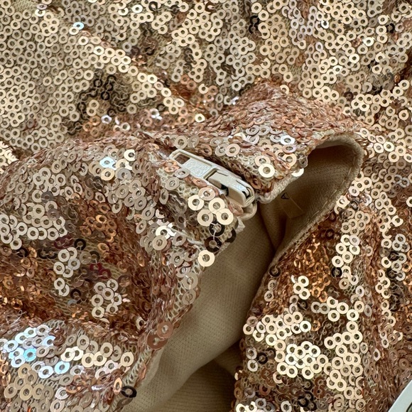 NWT🏷️ Windsor Rose Gold Gold Sequin V Neck Mermaid Formal Dress, S - Picture 13 of 15